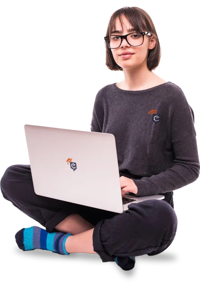 girl with laptop taking online classes